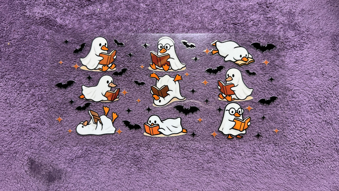 Halloween: geese ghosts reading