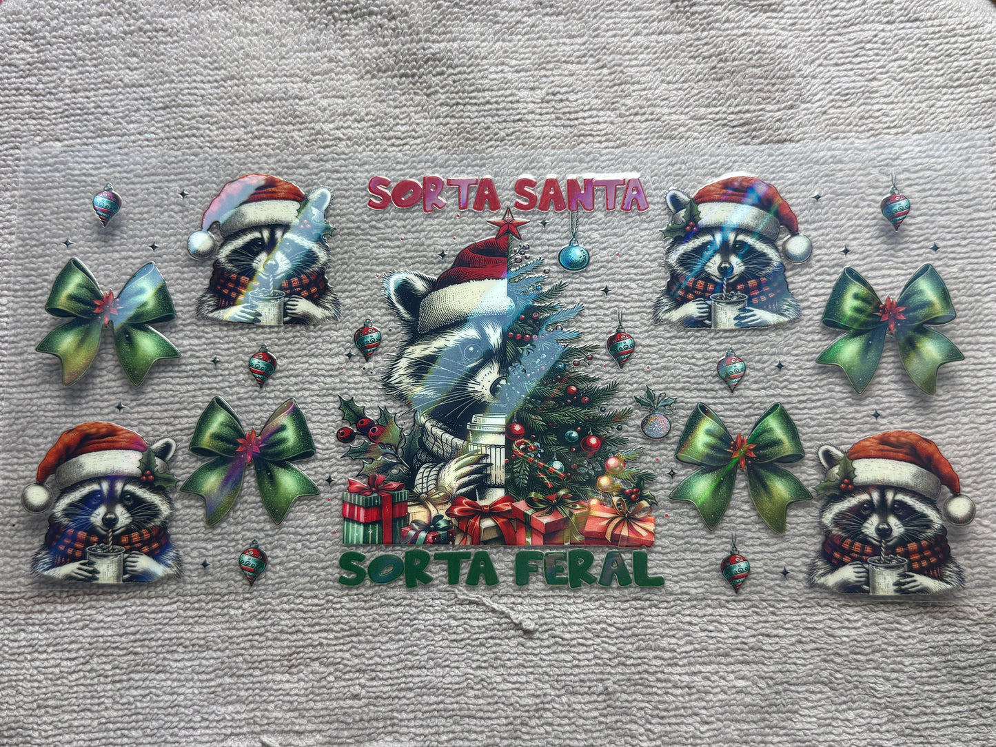 Sorta Santa sorta feral raccoon Christmas