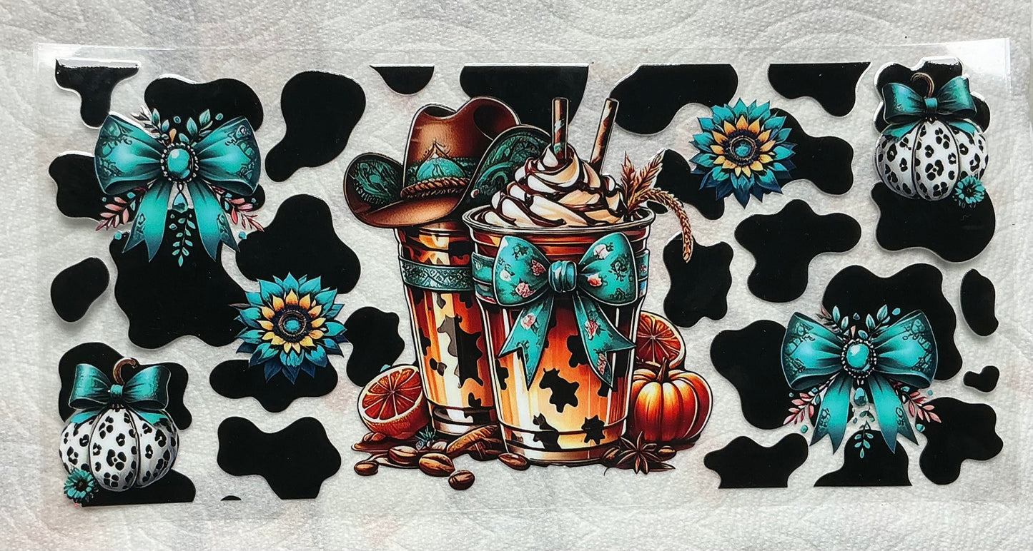 Western coffee cow print