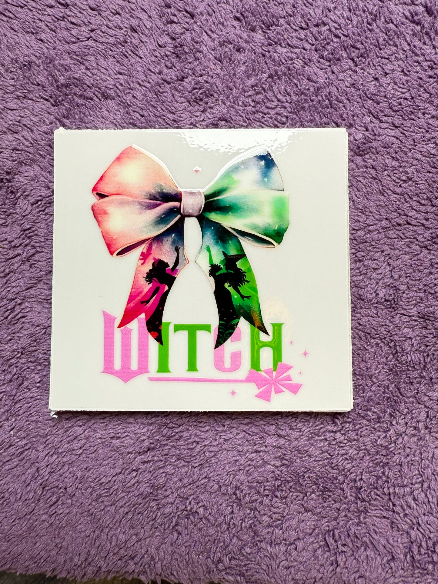 Witch pink and green bow