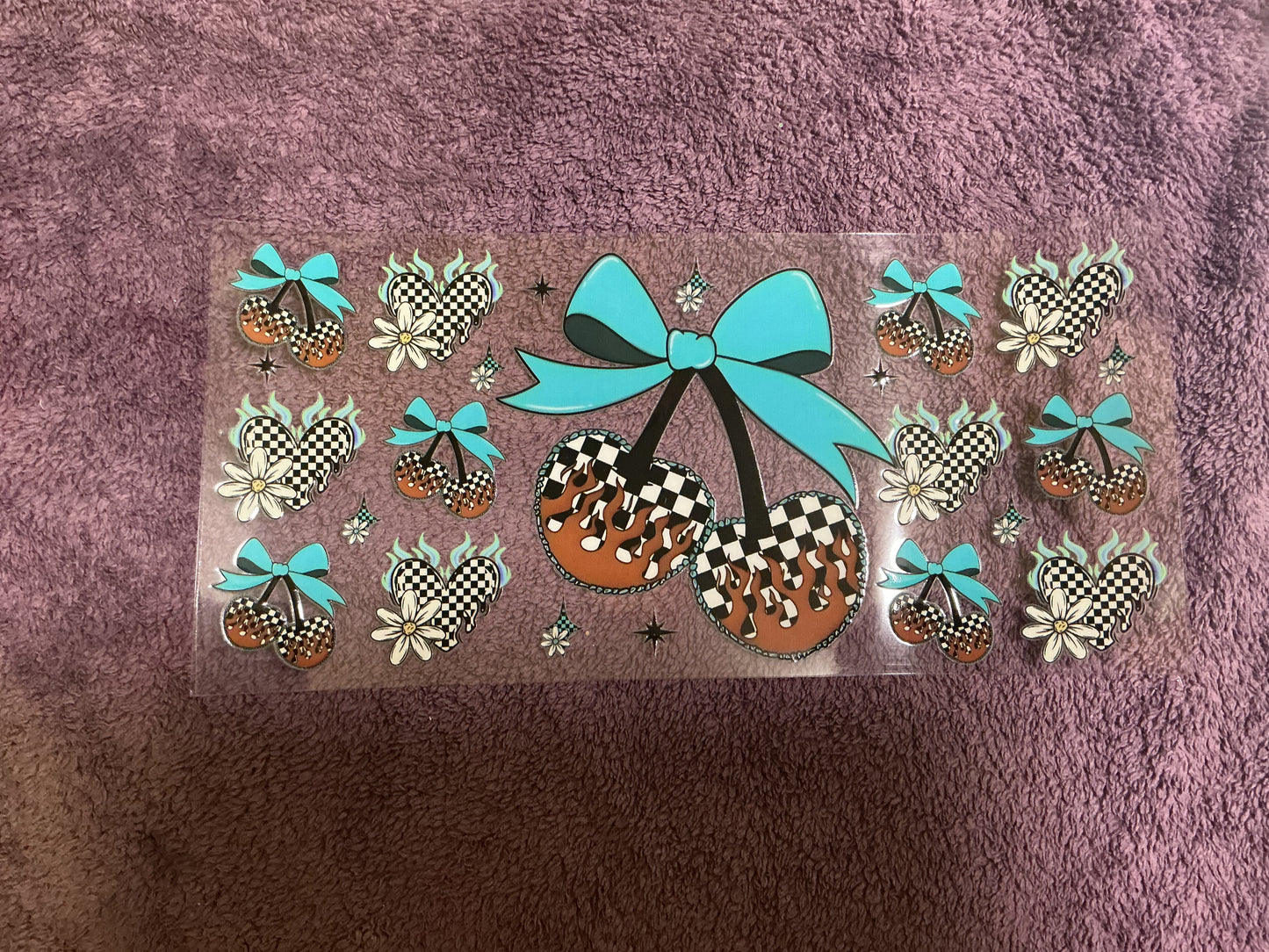 Teal cherry bows