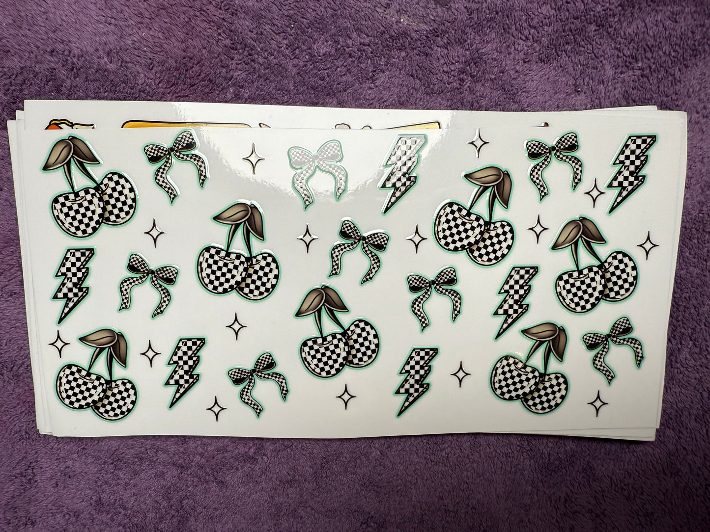 Teal cherry bows