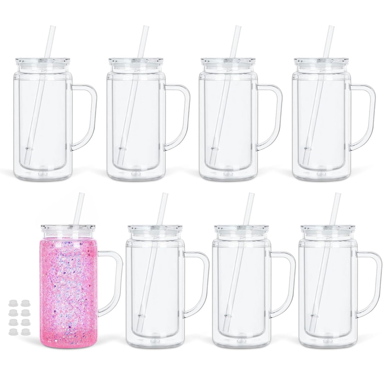 16 oz handled acrylic snow globe tumbler