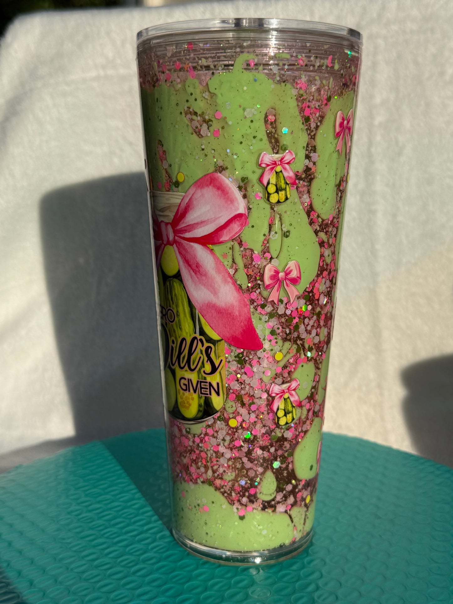 READY TO SHIP - 24oz acrylic snowglobe cup - Zero dills given - dual lava