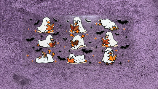 Halloween: geese ghosts reading