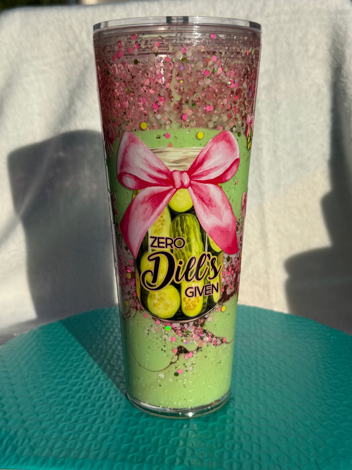 READY TO SHIP - 24oz acrylic snowglobe cup - Zero dills given - dual lava