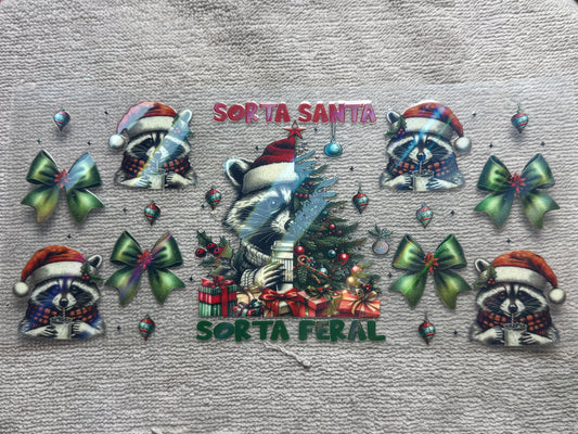 Sorta Santa sorta feral raccoon Christmas