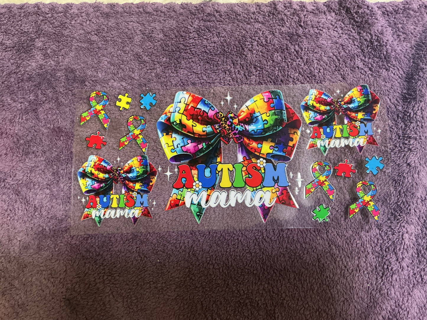 Autism mama puzzle bows
