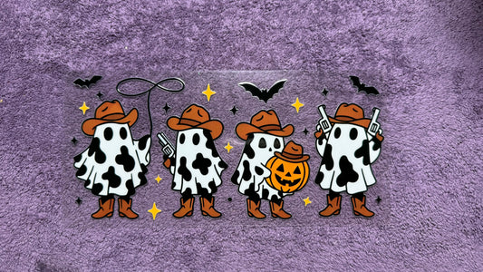 Halloween: yeehaw ghosts, pumpkin, bats