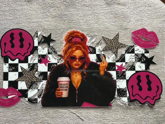 Redhead Barbie, fueled by anger and caffeine