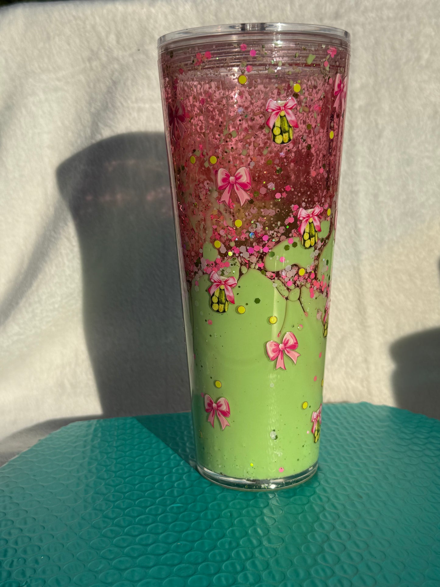 READY TO SHIP - 24oz acrylic snowglobe cup - Zero dills given - dual lava