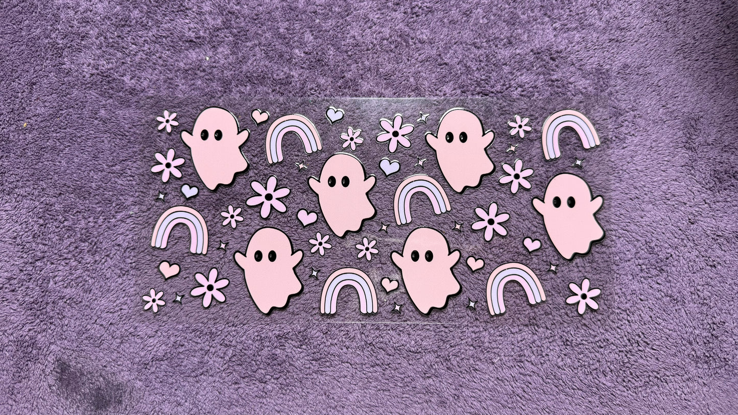Halloween: pink ghosts and rainbows