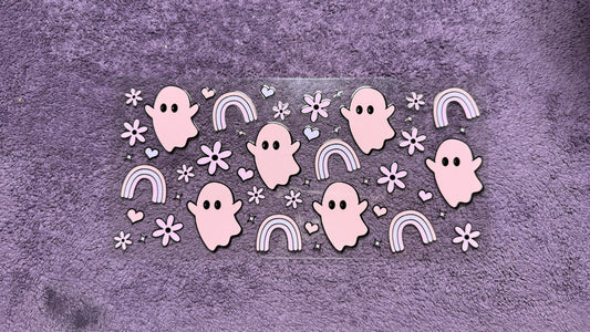 Halloween: pink ghosts and rainbows