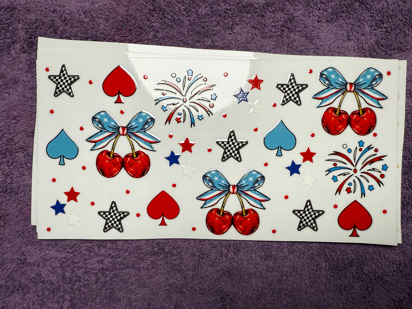 Fourth of July cherry bows and spades