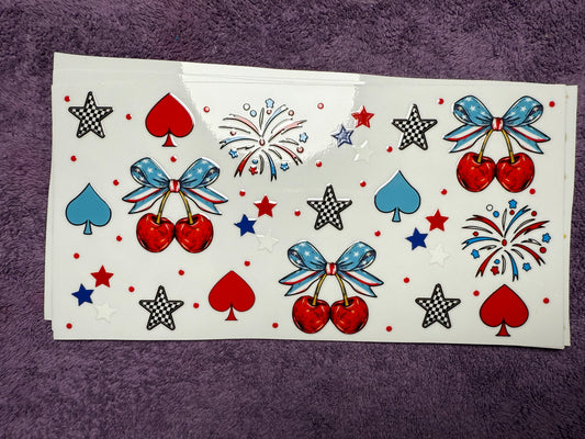 Fourth of July cherry bows and spades
