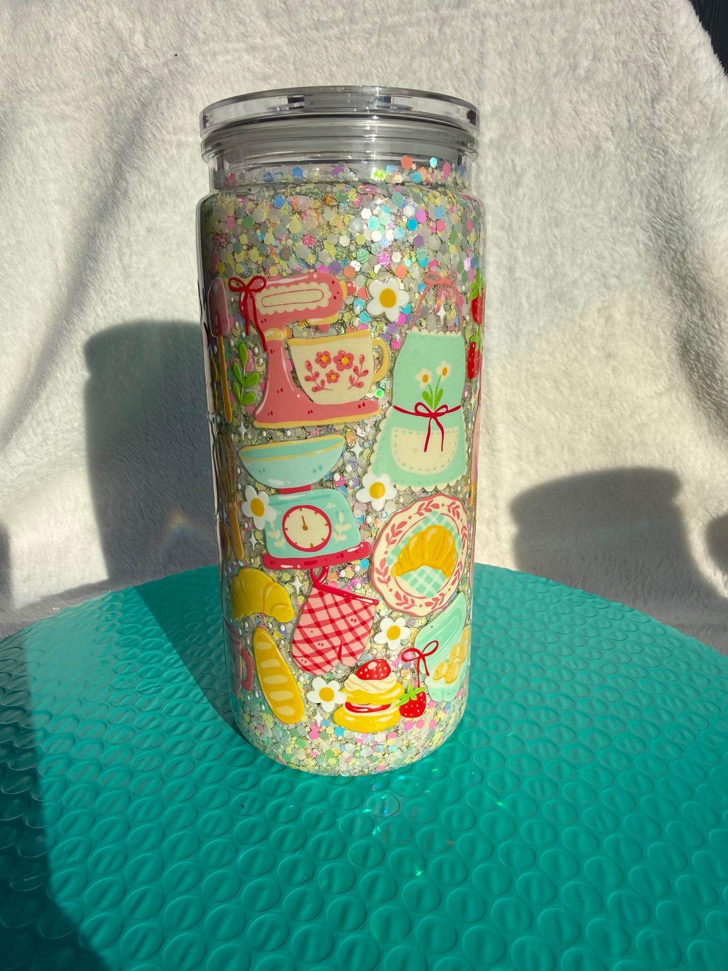 READY TO SHIP - 20oz acrylic snowglobe cup - bakery lover