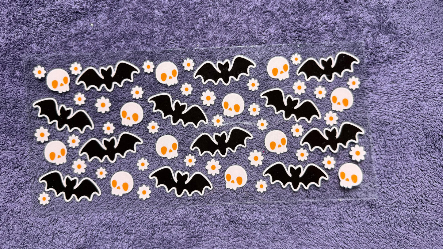 Halloween: bats, skulls, flowers
