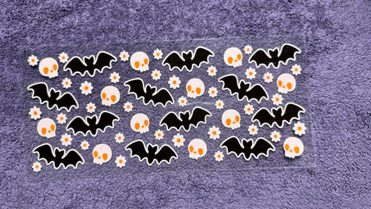 Halloween: bats, skulls, flowers