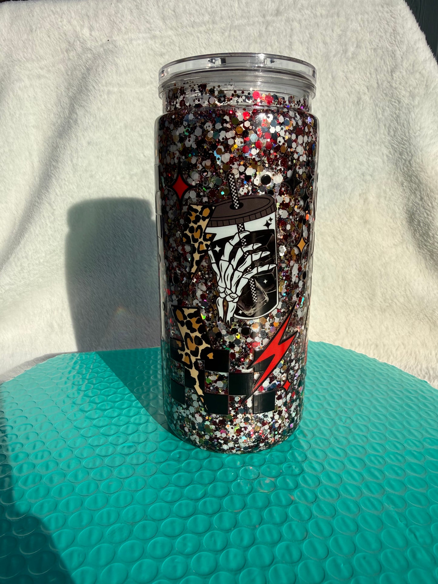 READY TO SHIP - 20oz acrylic snowglobe cup - I like my iced coffee just like my soul, ice cold.