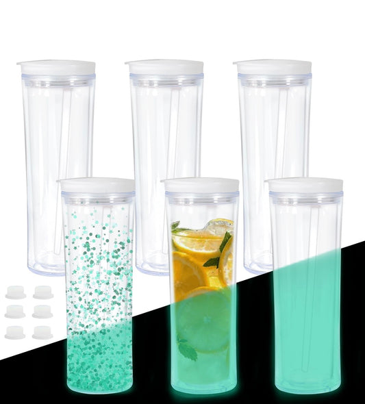 25 oz flip straw GLOW IN THE DARK acrylic snow globe tumbler