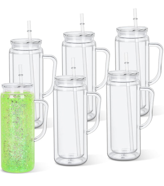 20 OZ handled acrylic snow globe tumbler