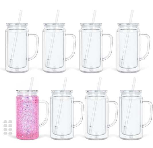 16 oz handled acrylic snow globe tumbler