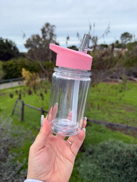 Light pink 10 oz kids acrylic snow globe tumbler