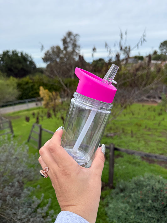 Hot pink 10 oz kids acrylic snow globe tumbler
