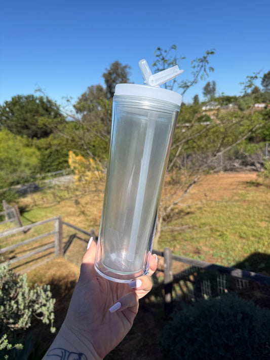 25 oz flip straw GLOW IN THE DARK acrylic snow globe tumbler